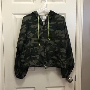 No Boundaries Camouflage Hooded Top with Neon Accents